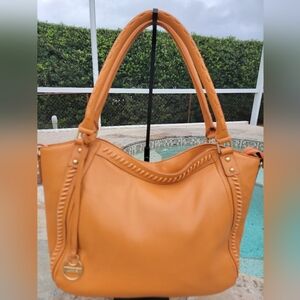 Lodis Texas Leather Sutton Tote/crossbody In Nectarine